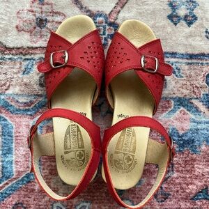 Worishofer Red Leather Sandals with Buckle